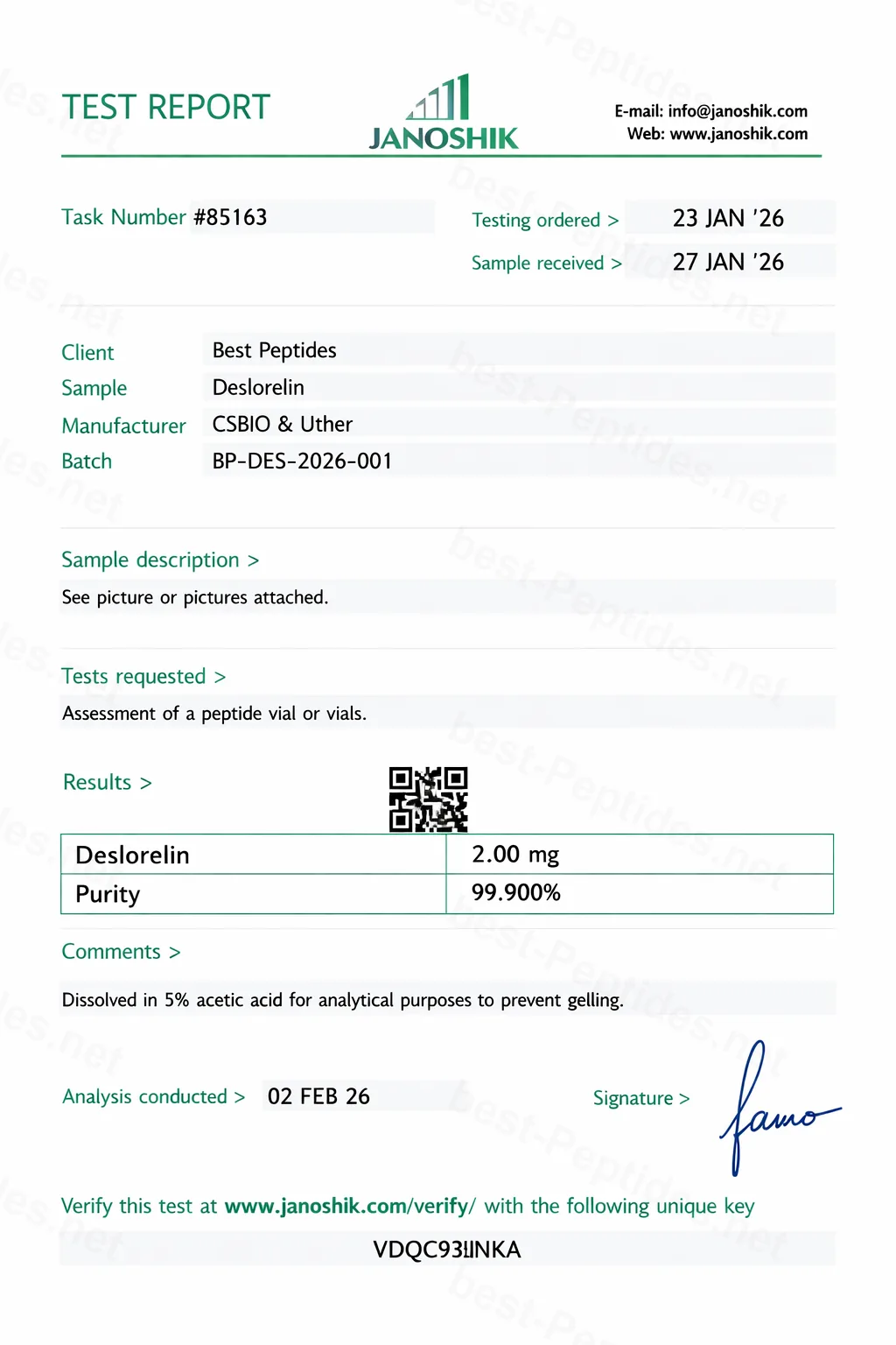 Certificate of Analysis - Buserelin