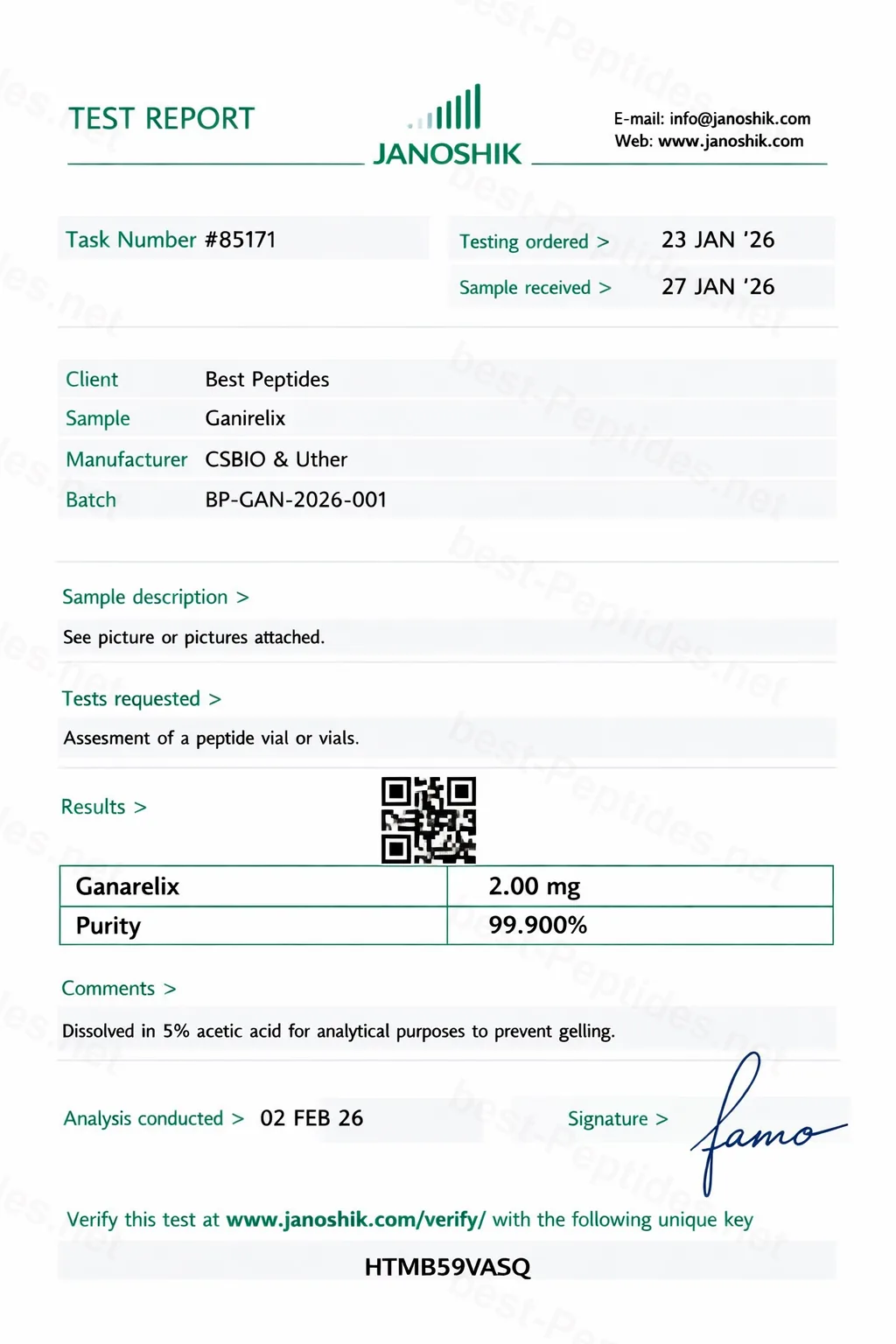 Certificate of Analysis - Ganirelix