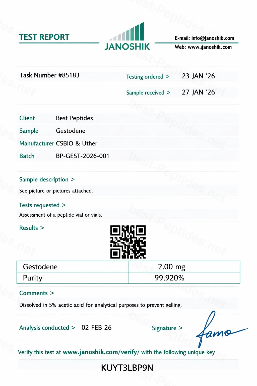 Certificate of Analysis - Gestodene
