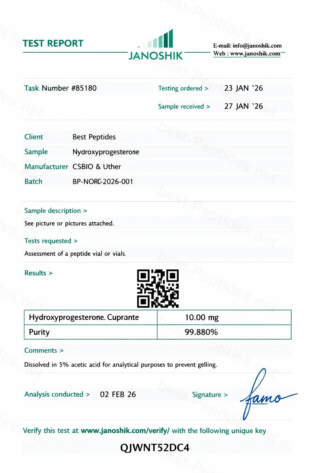 Certificate of Analysis - Norgestrel