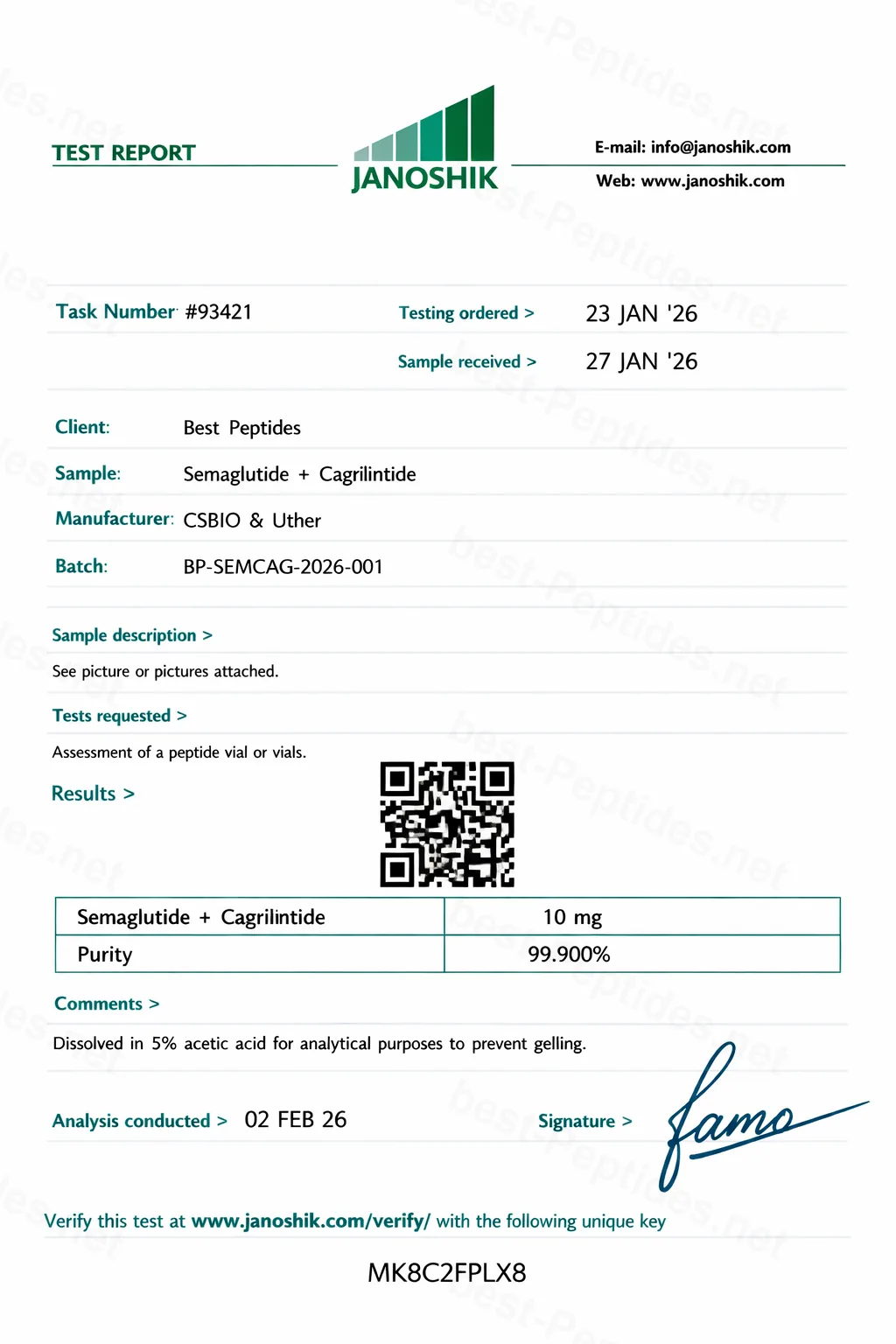 Certificate of Analysis - Semaglutide + Cagrilintide (2)